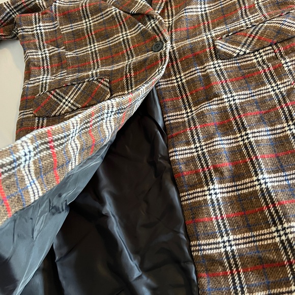 2X Urban Republic Plus Size Red Brown Plaid Flannel Long Coat NEW Jacket Winter - Picture 8 of 15